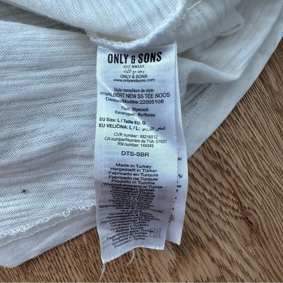 ONLY & SONS OFF WHITE ONSALBERT SLUB CREW NECK TEE - L - Picture 11 of 14